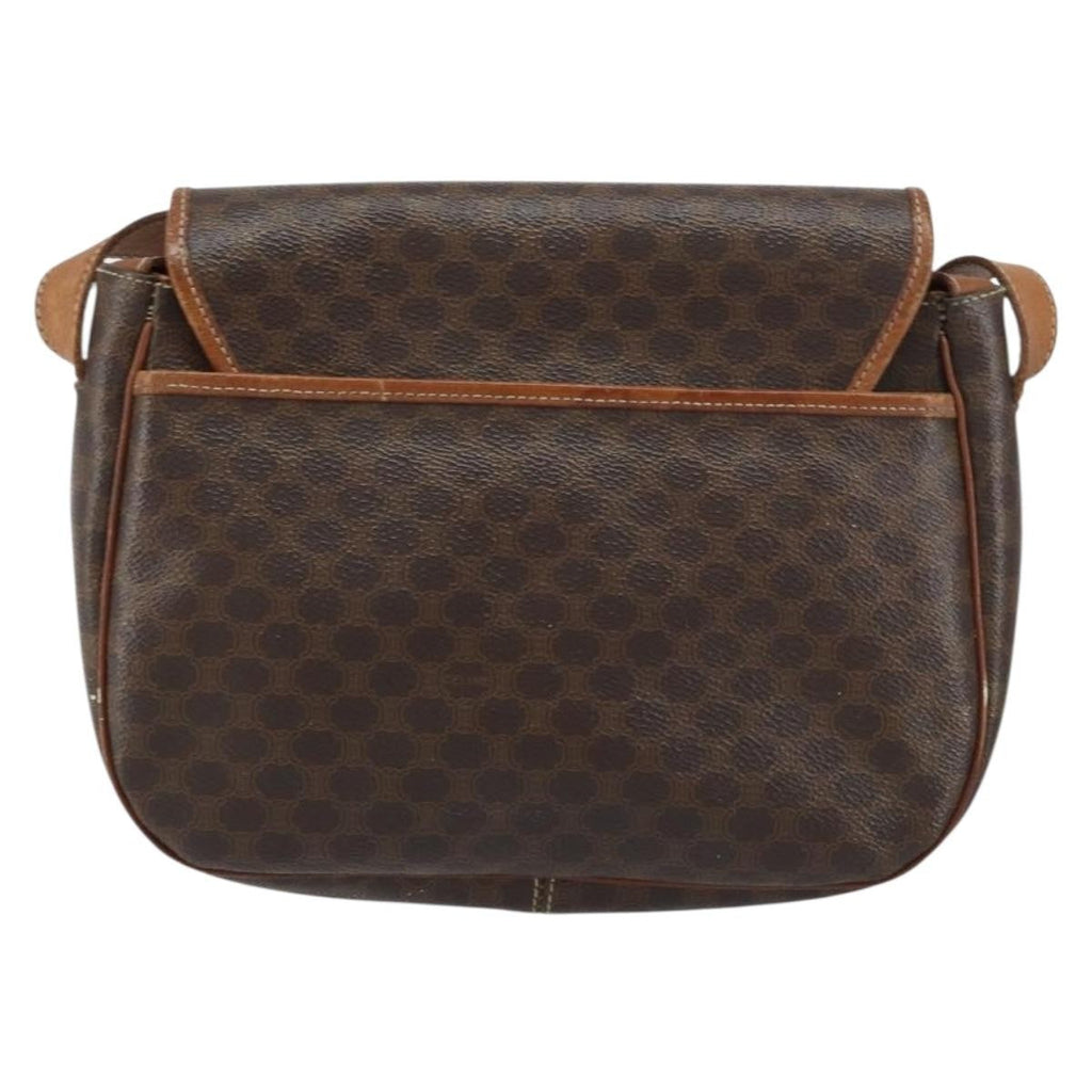 Celine Vintage Macadam Shoulder Bag Canvas And Leather Brown Canvas Shoulder Bag Bag
