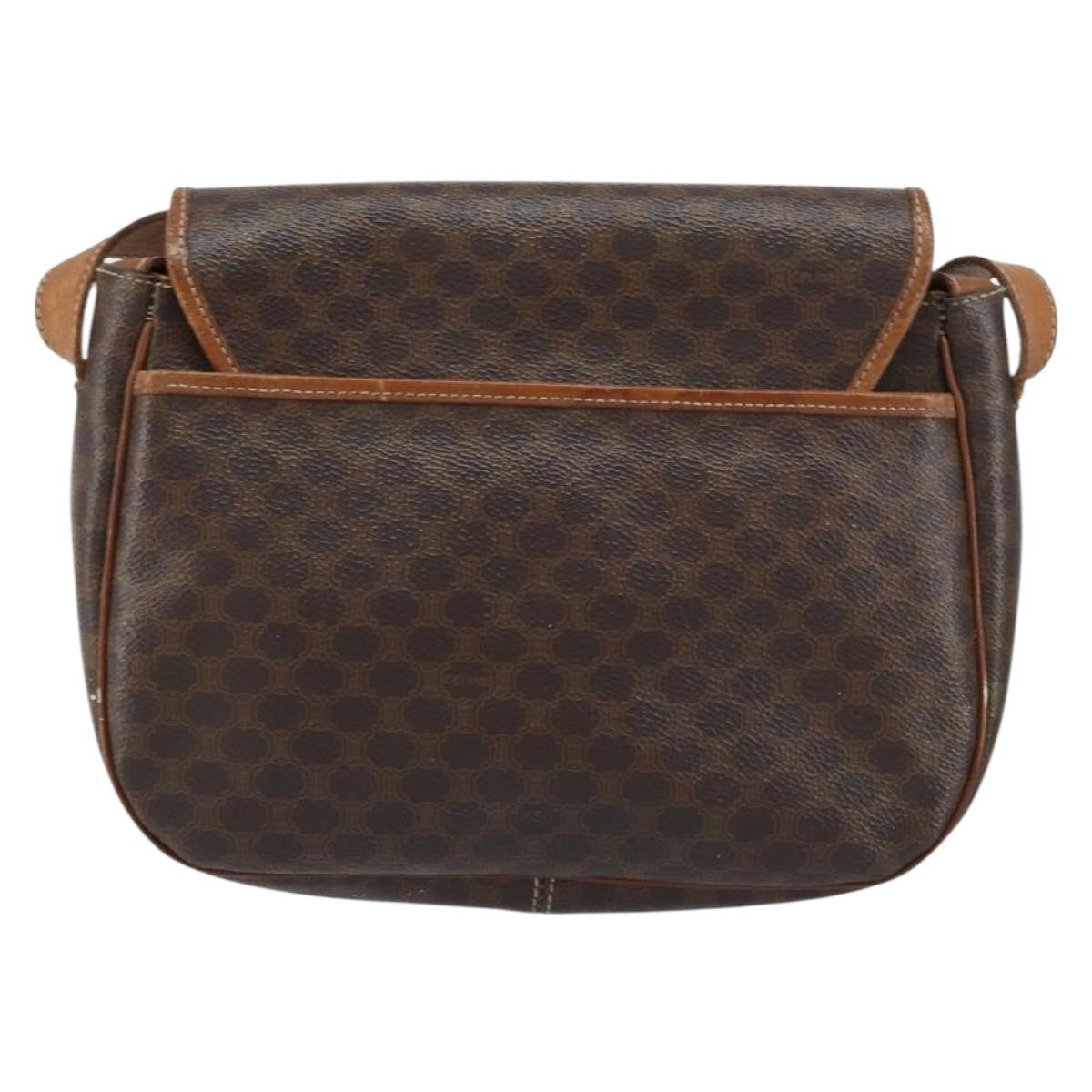 Celine Vintage Macadam Shoulder Bag Canvas And Leather Brown Canvas Shoulder Bag Bag