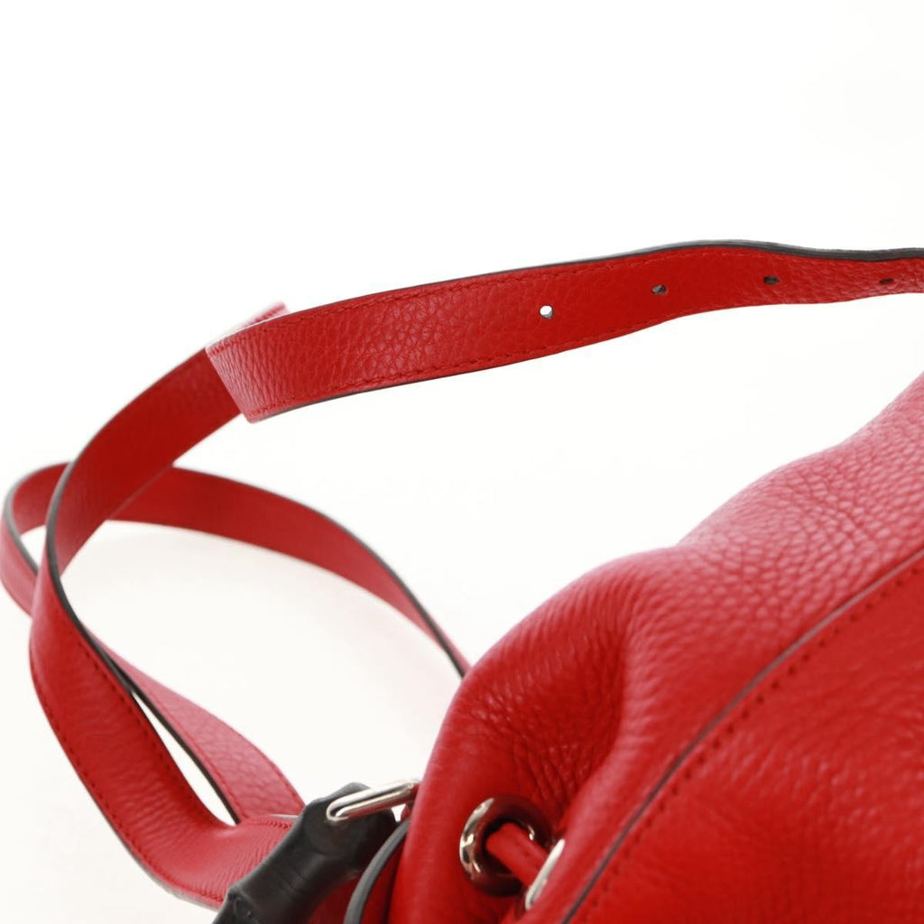 Gucci Bamboo Tassel Backpack Leather Red Leather Backpack Bag (Pre-Owned)