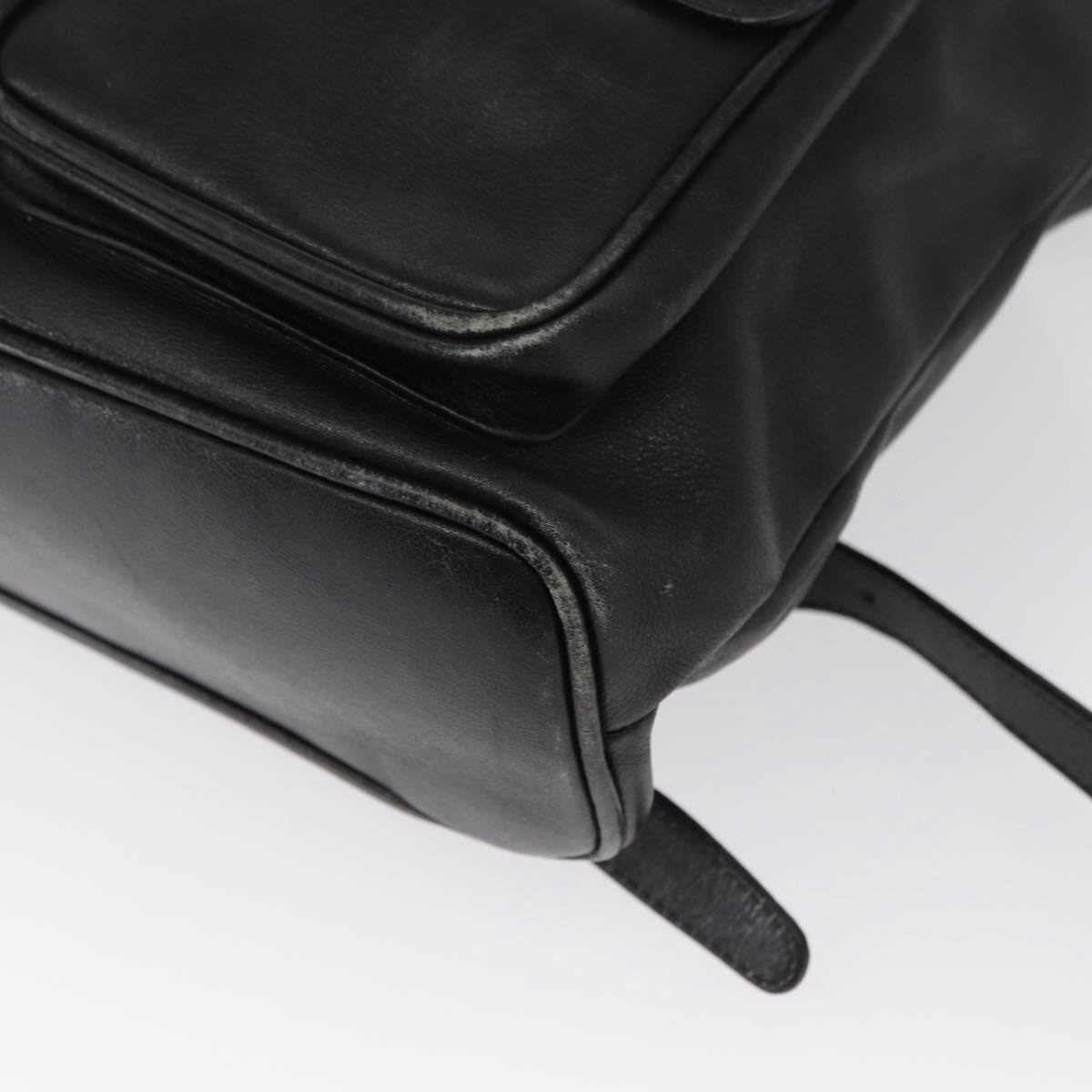 Gucci Vintage Bamboo Backpack Leather Black Leather Backpack Bag (Pre-Owned)