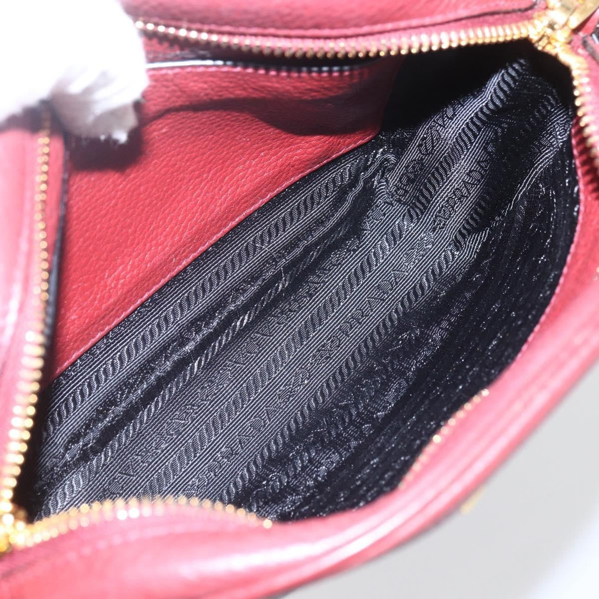 Prada Dual Strap Crossbody Bag Vitello Daino Burgundy Leather Shoulder Bag Bag