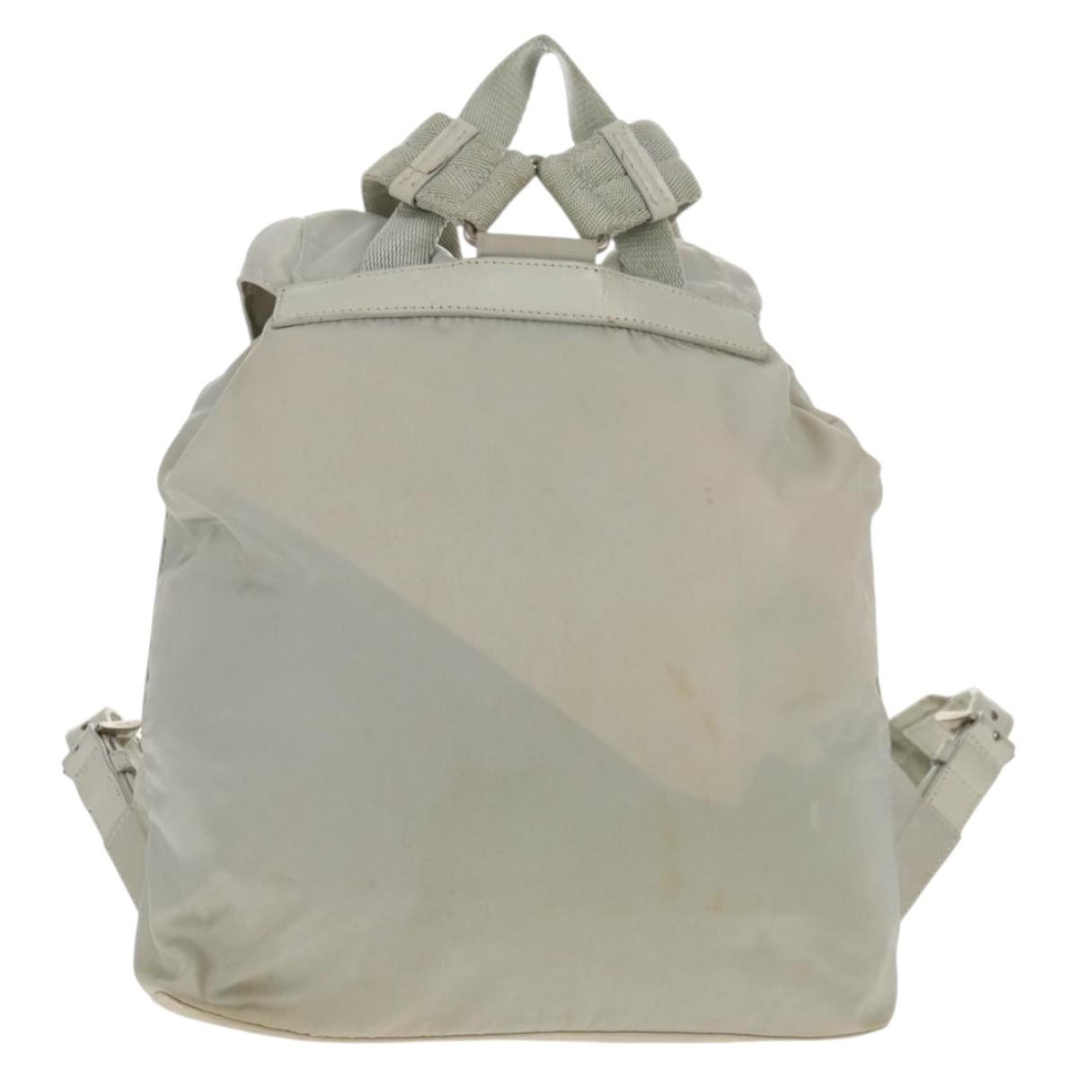 Prada Double Pocket Backpack Chain Shoulder Bag Re-Nylon Gray Nylon Backpack Bag