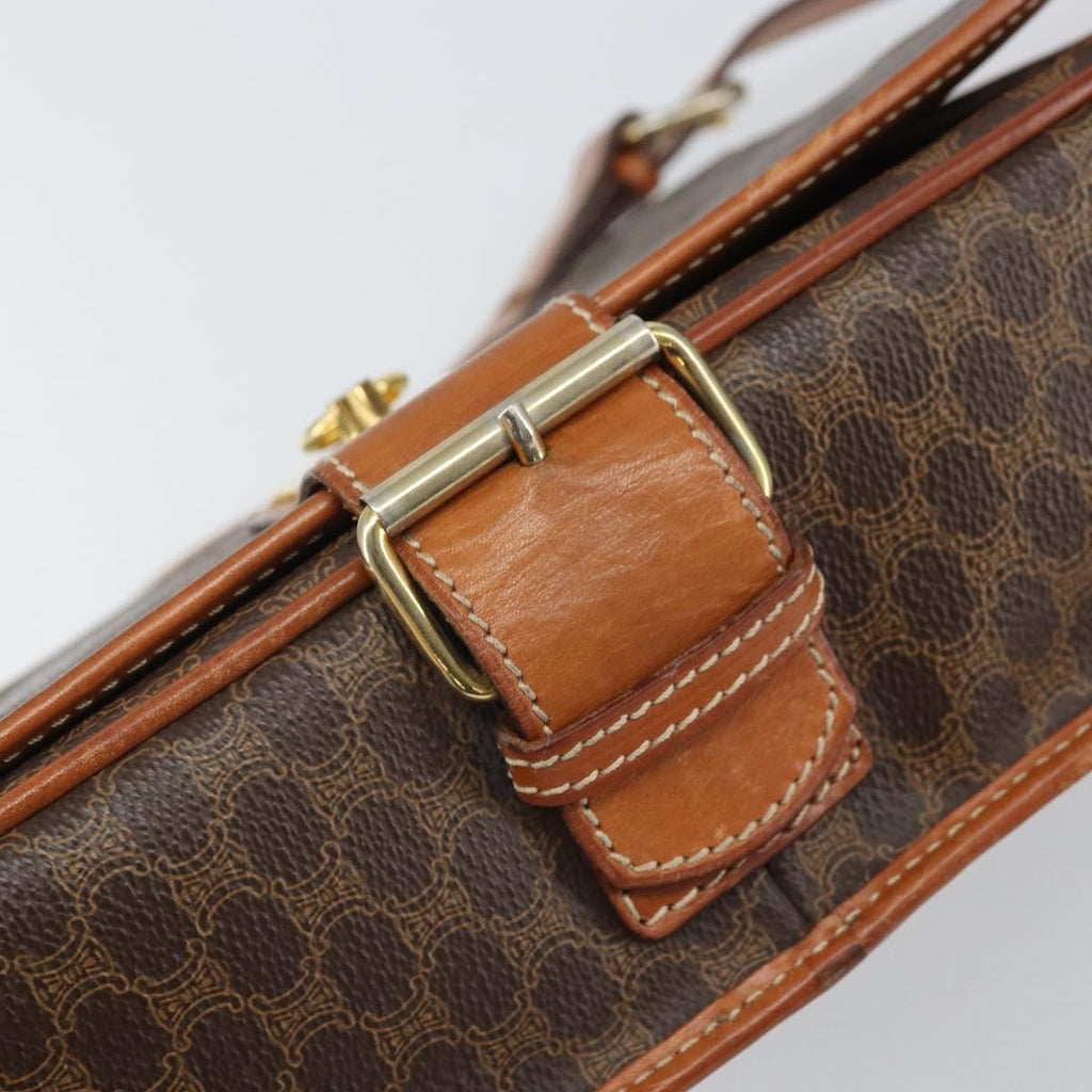 Celine Vintage Macadam Shoulder Bag Canvas And Leather Brown Canvas Shoulder Bag Bag