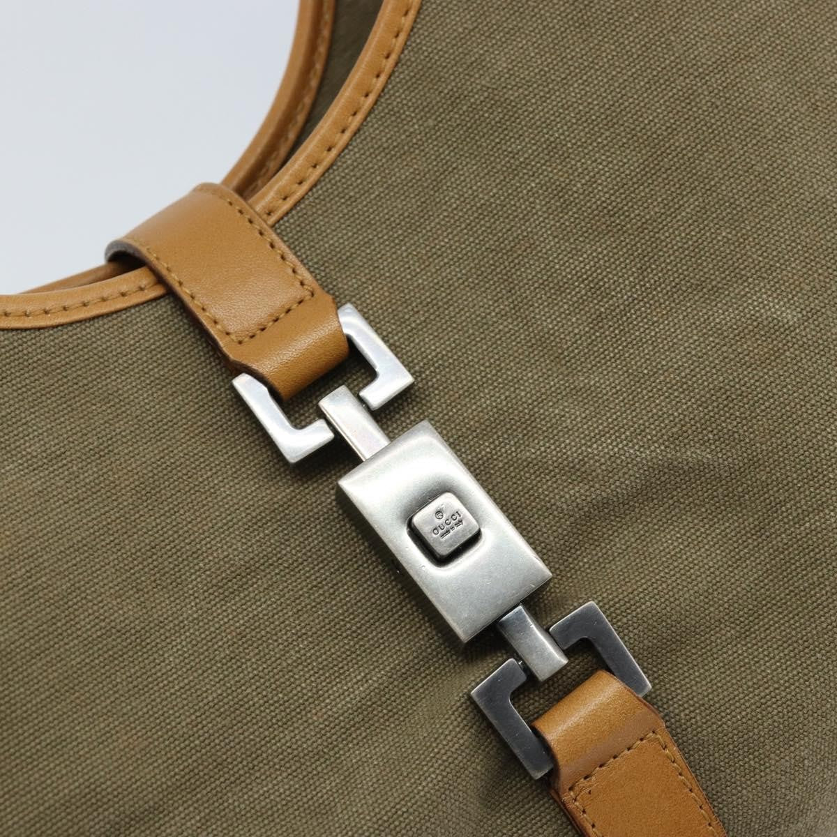 Gucci Vintage Jackie Handbag Canvas Beige Canvas Handbag (Pre-Owned)