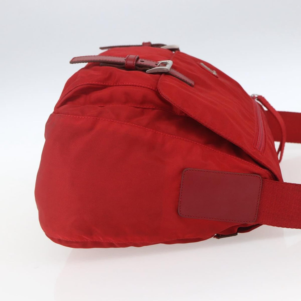 Prada Zip Buckle Messenger Bag Tessuto Red Nylon Shoulder Bag Bag
