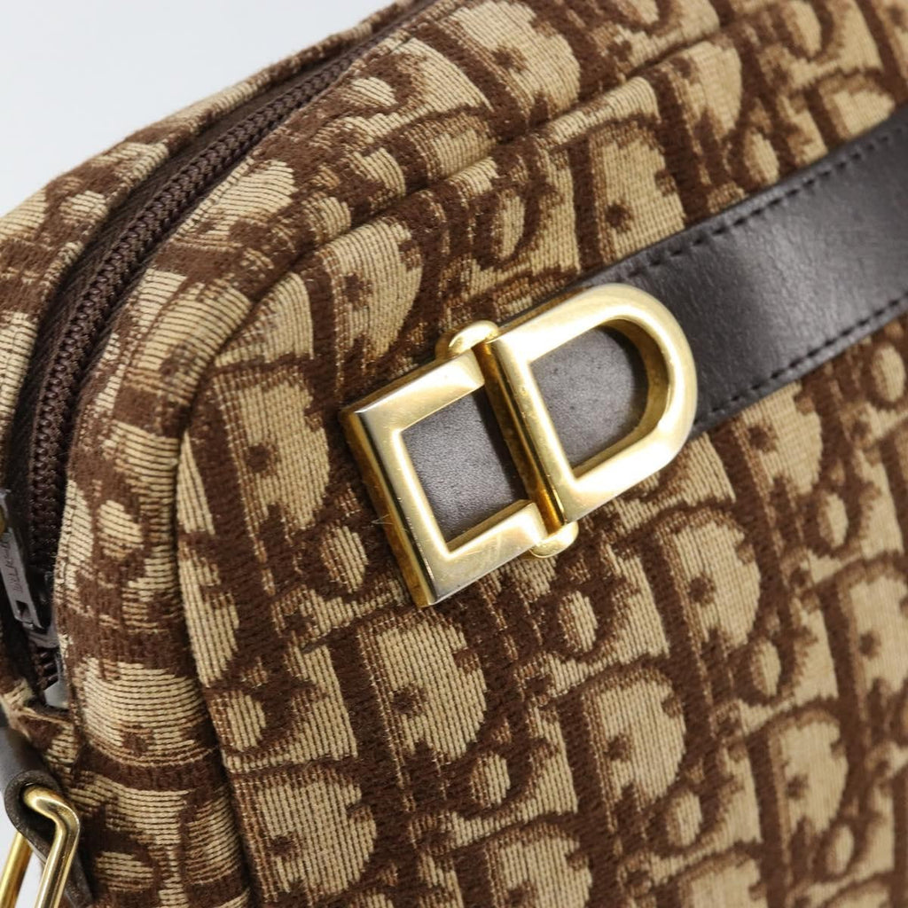 Christian Dior Vintage Trotter Crossbody Bag Diorissimo Coated Canvas Brown Canvas Shoulder Bag Bag (Pre-Owned)