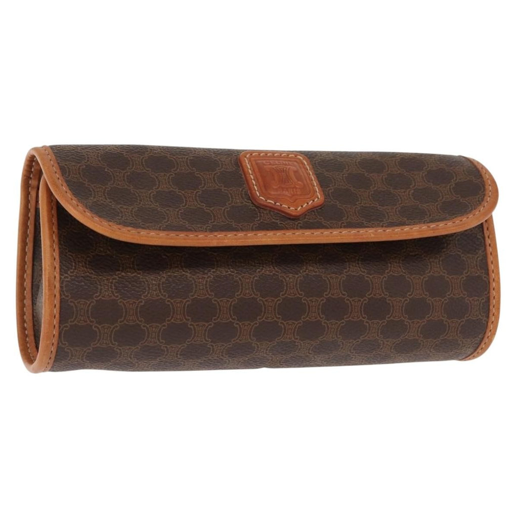 Celine Macadam Pochette Canvas And Leather Brown Canvas Clutche & Pouche Bag