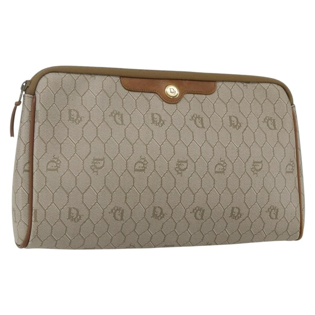 Christian Dior Vintage Honeycomb Clutch Canvas Beige Canvas Clutche & Pouche Bag (Pre-Owned)