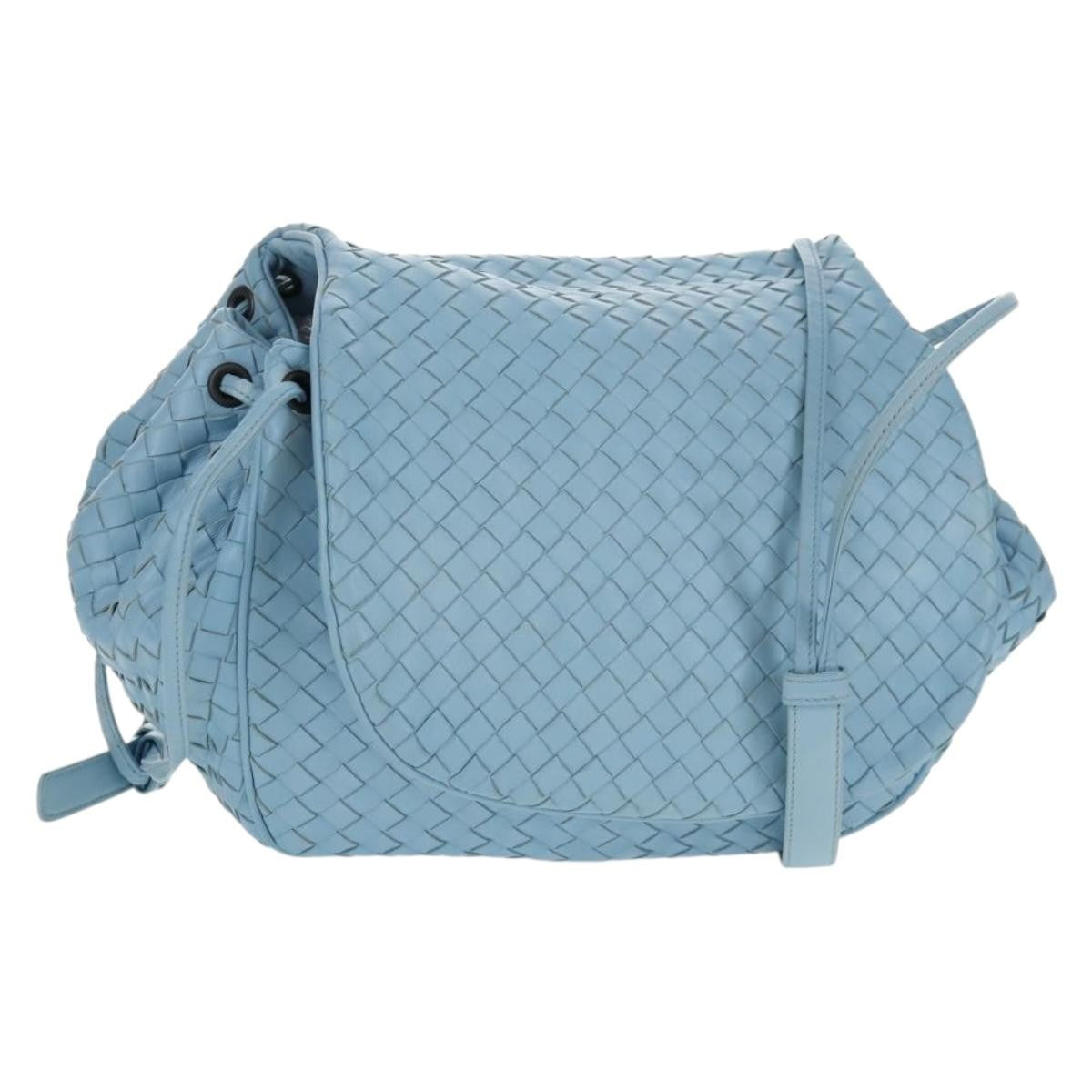 Bottega Veneta Intrecciato Shoulder Bag Leather Blue Leather Shoulder Bag Bag