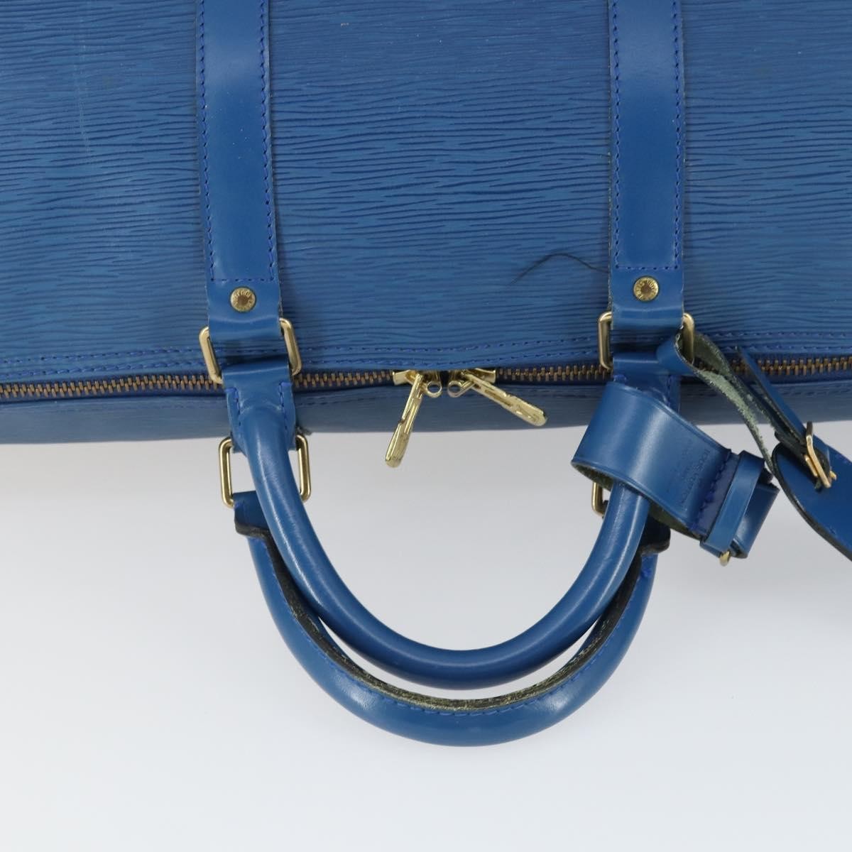 Louis Vuitton Keepall Bag Epi Leather Blue Leather Travel Bag