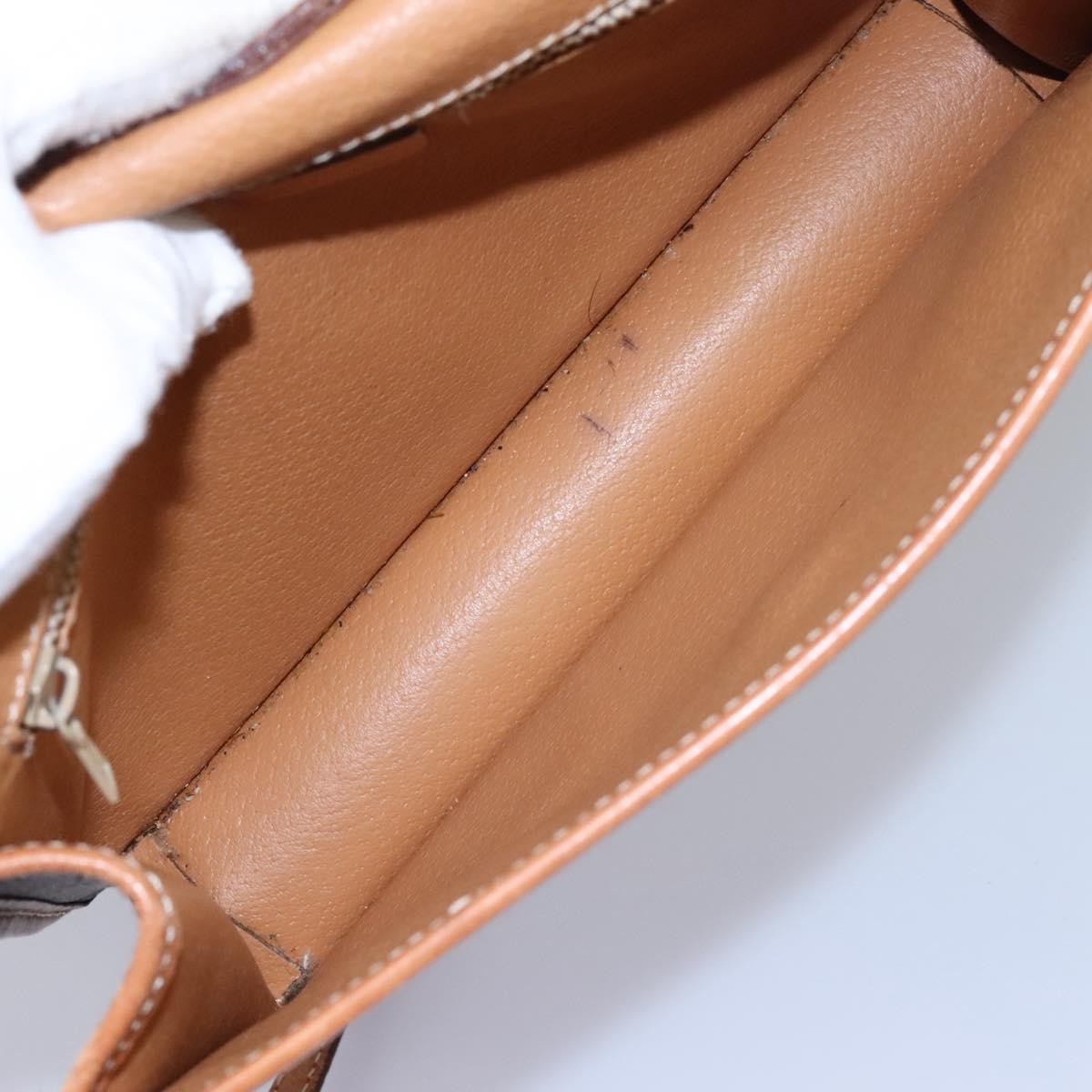 Celine Vintage Macadam Circle Logo Shoulder Bag Canvas And Leather Brown Canvas Shoulder Bag Bag