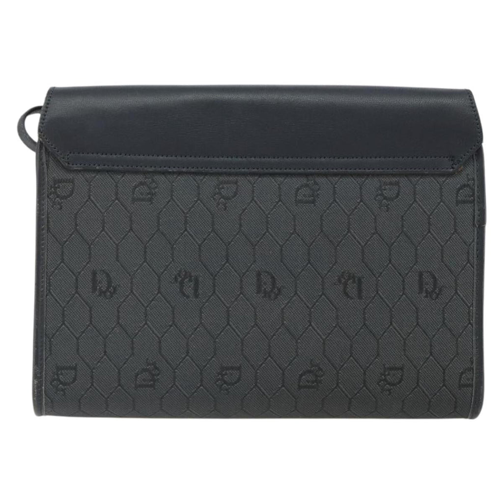 Christian Dior Vintage Honeycomb Flap Crossbody Bag Coated Canvas Black Pvc Shoulder Bag Bag (Pre-Owned)