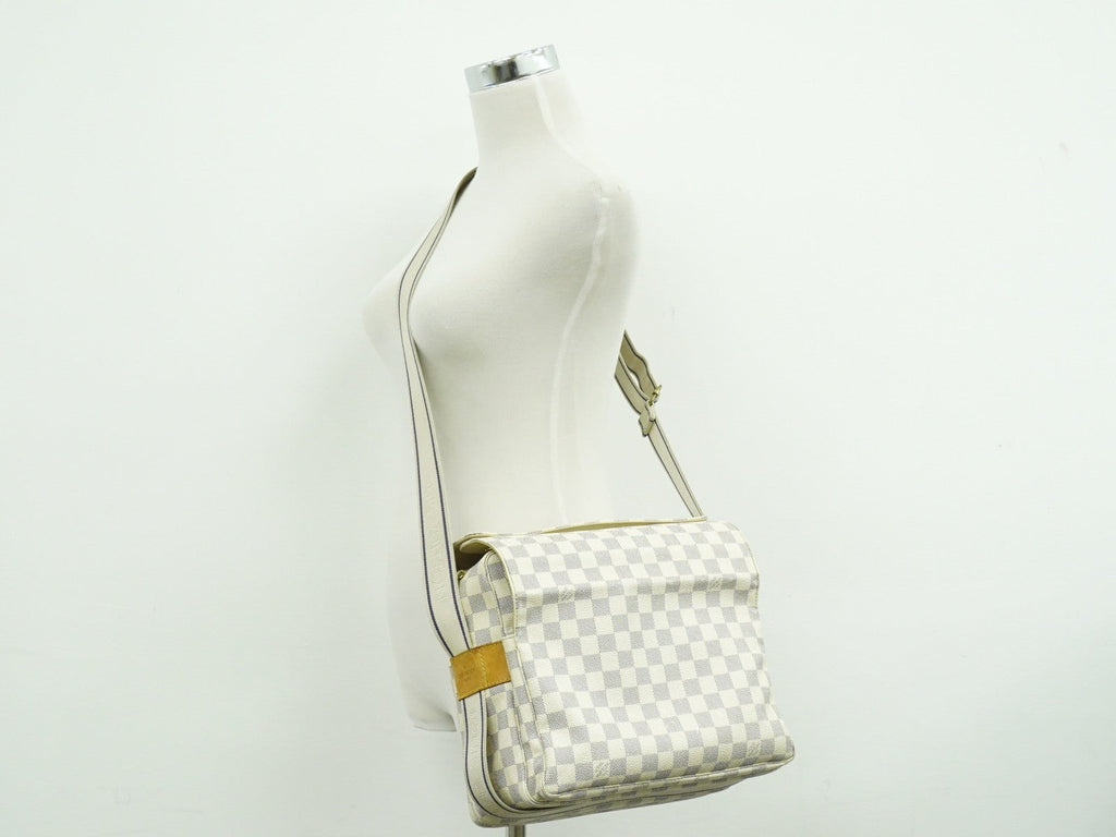 Louis Vuitton Naviglio Handbag Damier White Canvas Shoulder Bag