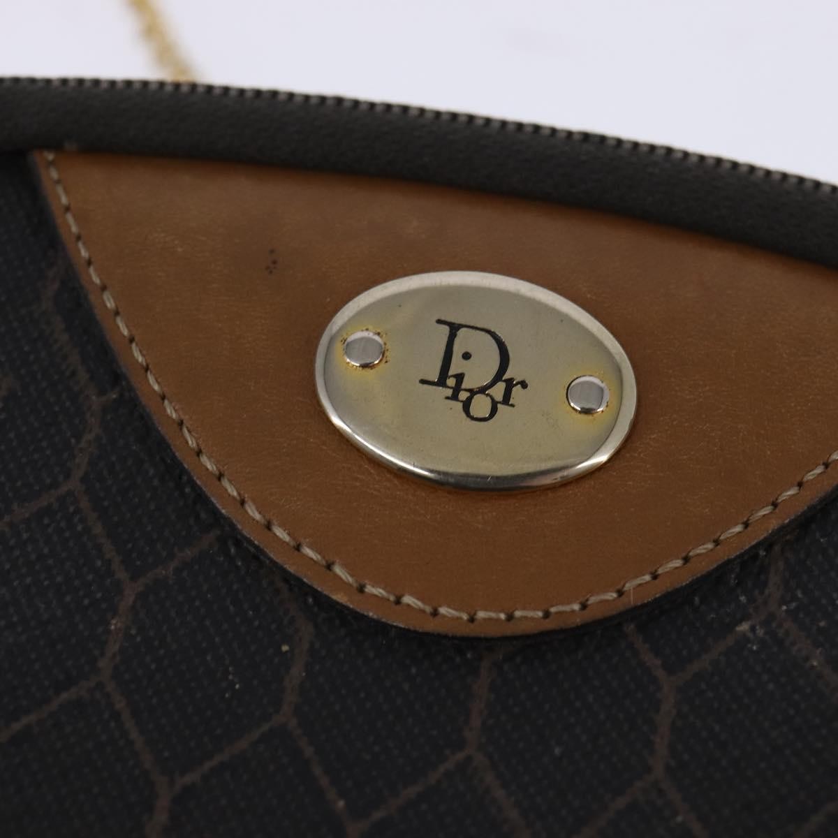 Christian Dior Vintage Honeycomb Chain Canvas Black Canvas Shoulder Bag Bag (Pre-Owned)