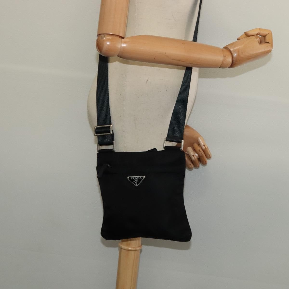Prada Front Pocket Messenger Bag Tessuto Black Nylon Shoulder Bag Bag