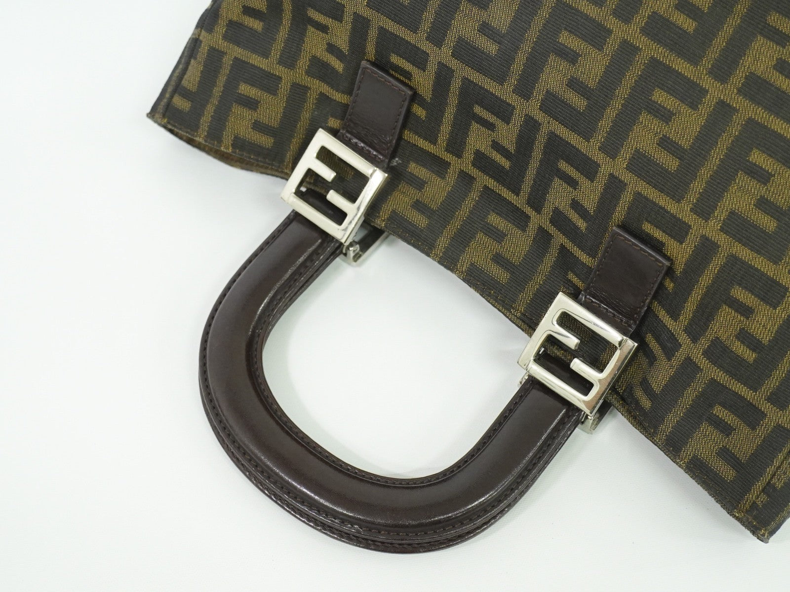 Fendi Zucca Tote Bag Ff Motif Brown Canvas Handbag