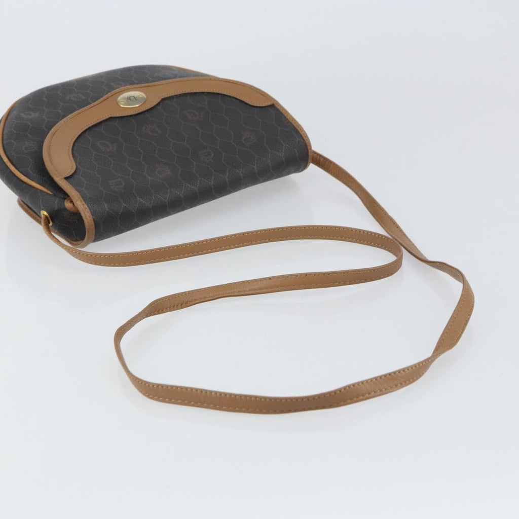 Christian Dior Vintage Honeycomb Flap Crossbody Bag Coated Canvas Black Canvas Shoulder Bag Bag (Pre-Owned)
