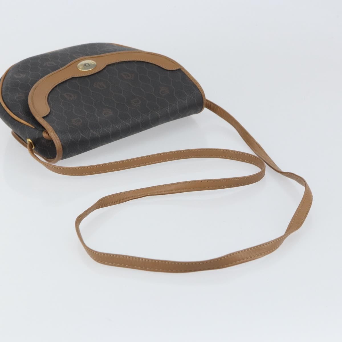 Christian Dior Vintage Honeycomb Flap Crossbody Bag Coated Canvas Black Canvas Shoulder Bag Bag (Pre-Owned)