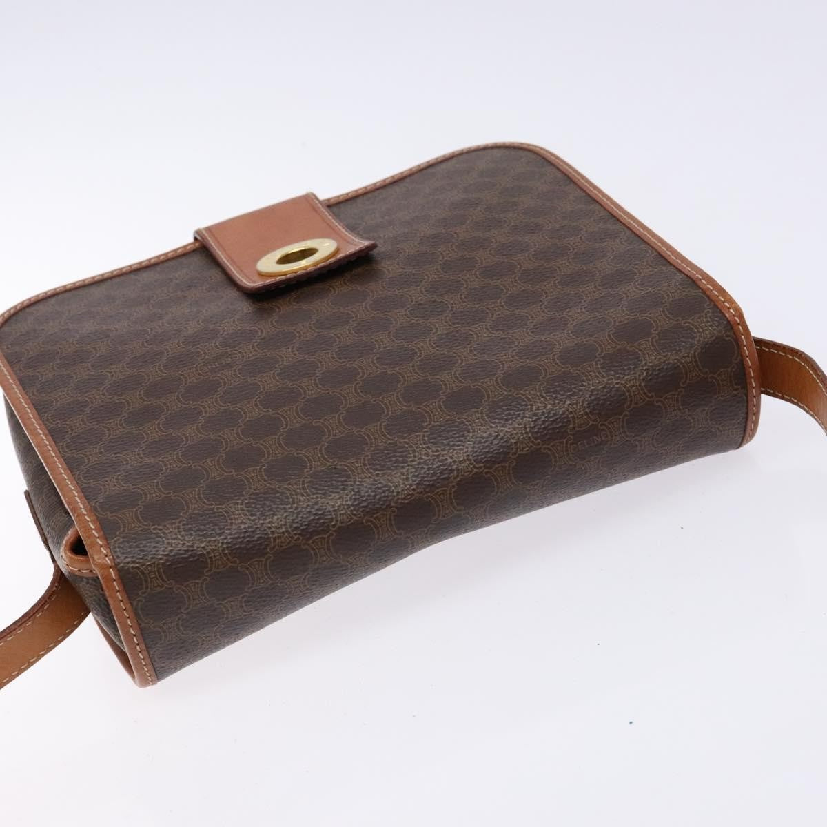 Celine Macadam Shoulder Bag Pvc Leather Brown Canvas Bag