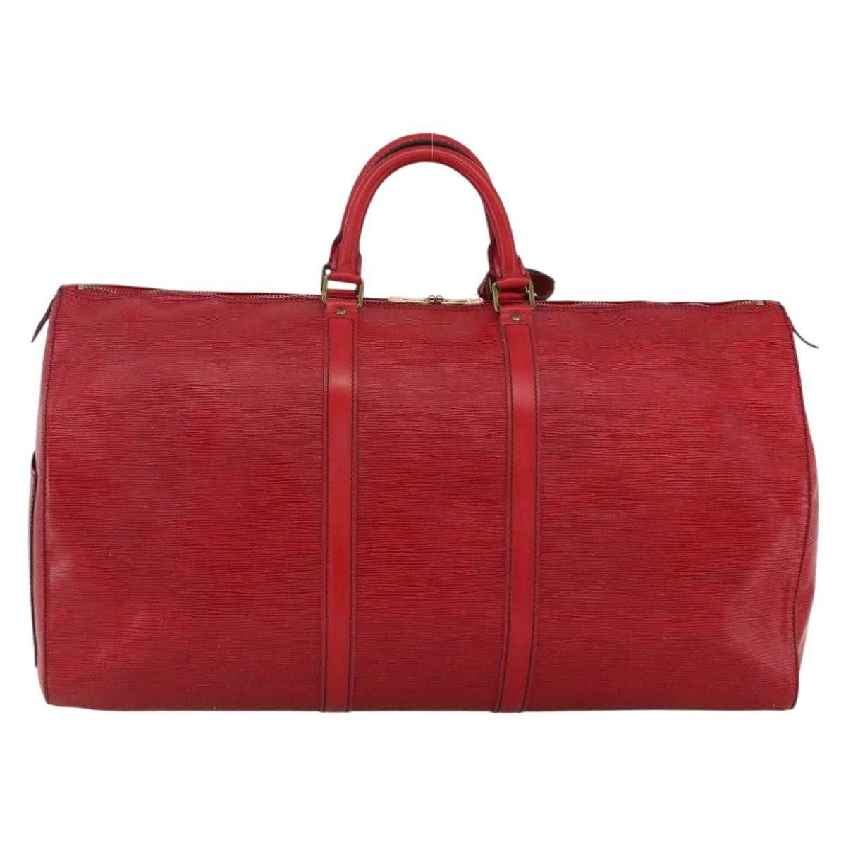 Louis Vuitton Keepall Bag Epi Leather Red Leather Travel Bag