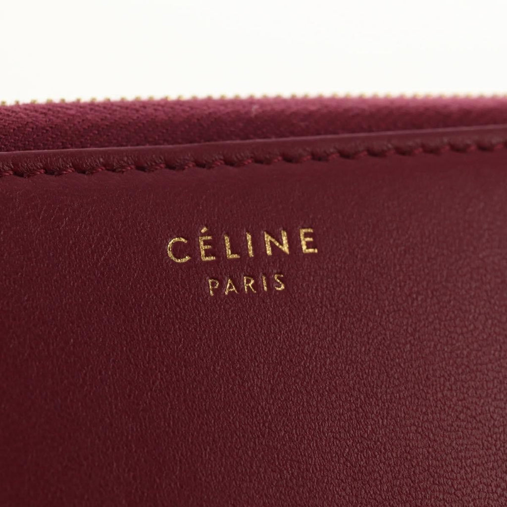 Celine Multifunction Flap Wallet Leather Burgundy Leather Wallets Accessory