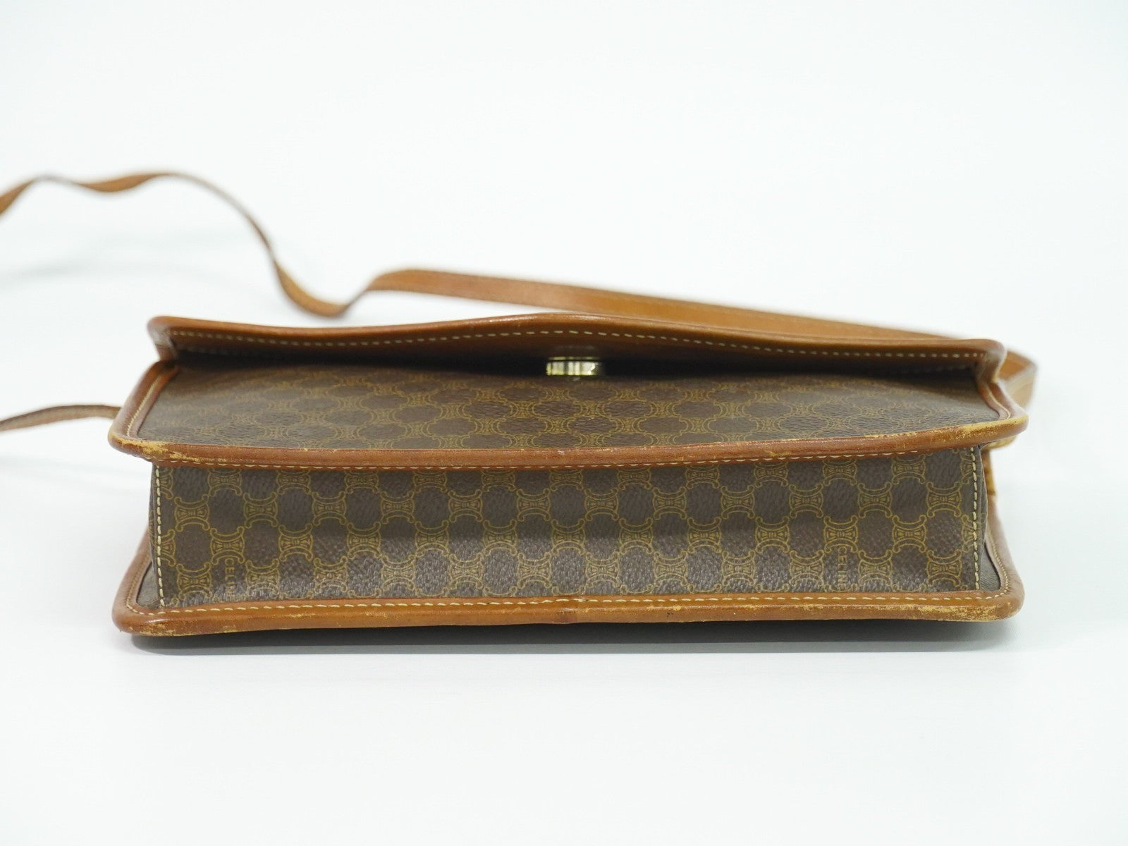 Celine Vintage Macadam Shoulder Bag Canvas And Leather Brown Canvas Shoulder Bag Bag