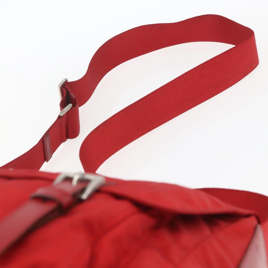 Prada Zip Buckle Messenger Bag Tessuto Red Nylon Shoulder Bag Bag