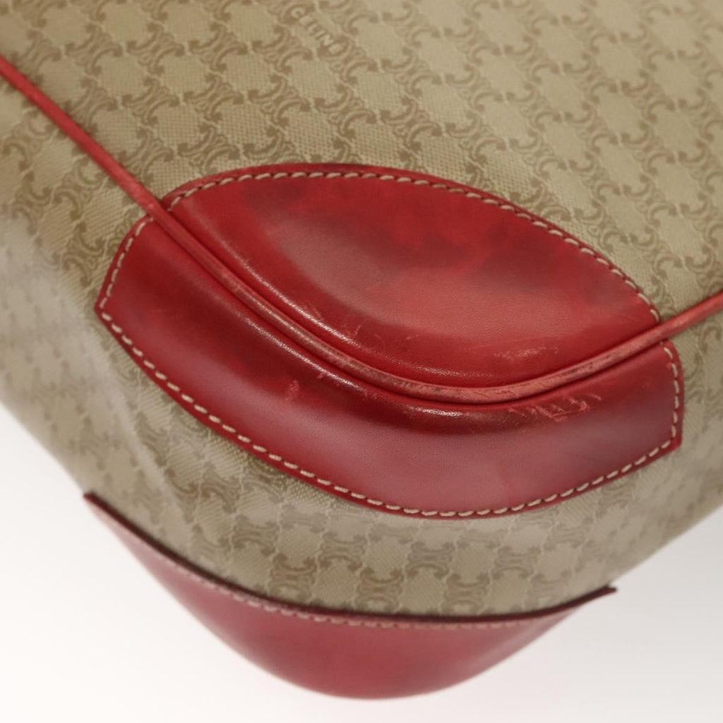 Celine Vintage Macadam Shoulder Bag Canvas And Leather Beige Canvas Bag