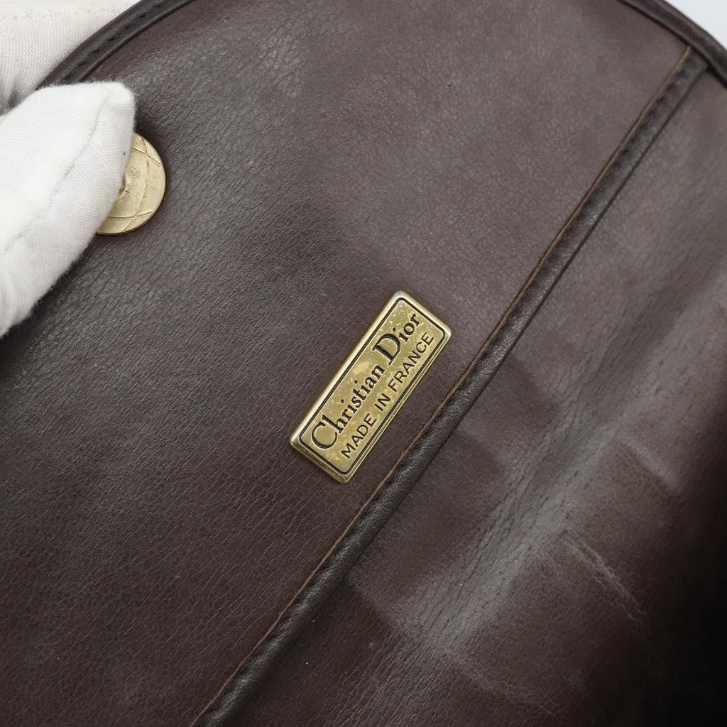 Christian Dior Vintage Cd Flap Shoulder Bag Leather Brown Leather Shoulder Bag Bag (Pre-Owned)