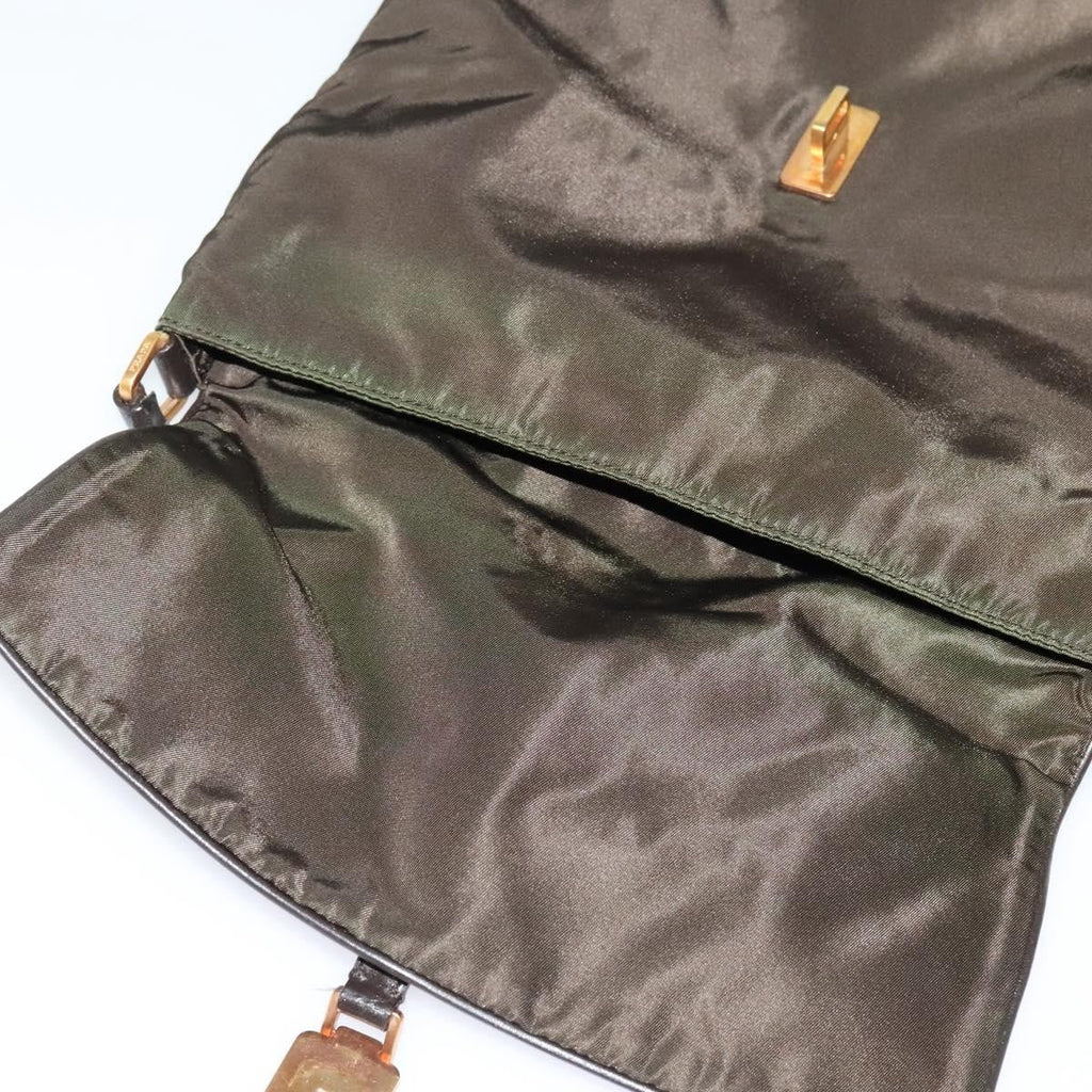 Prada Vintage Flap Messenger Bag Tessuto Khaki Nylon Shoulder Bag Bag