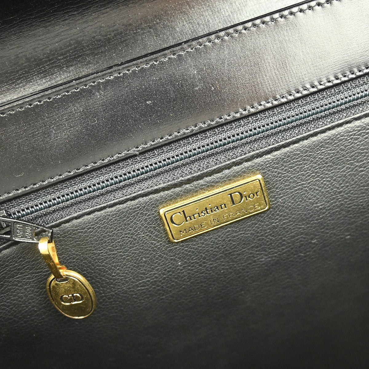 Christian Dior Vintage Handbag Leather Black Leather Handbag (Pre-Owned)