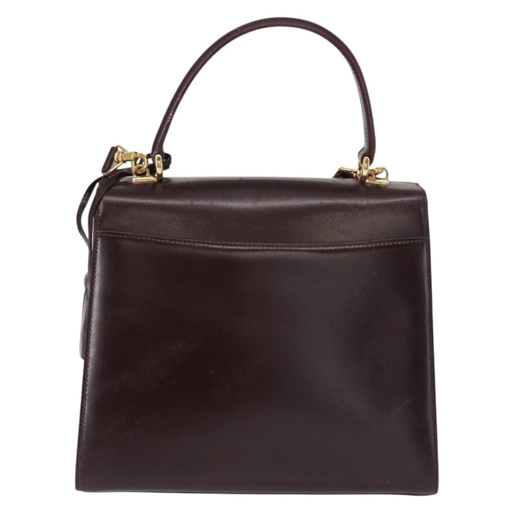 Gucci Vintage Lady Lock Top Handle Bag Leather Burgundy Leather Handbag (Pre-Owned)