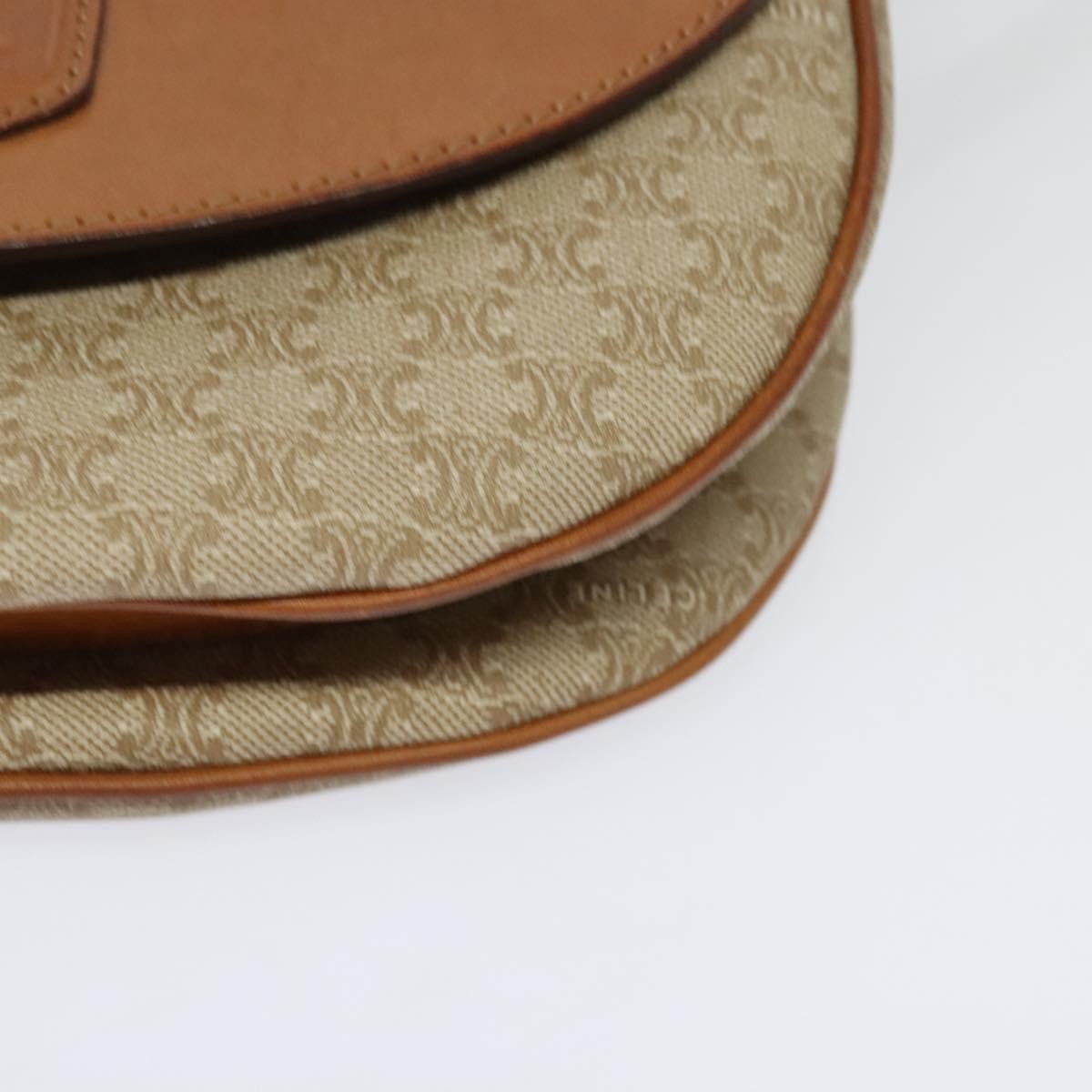 Celine Macadam Shoulder Bag Pvc Leather Beige Canvas Bag