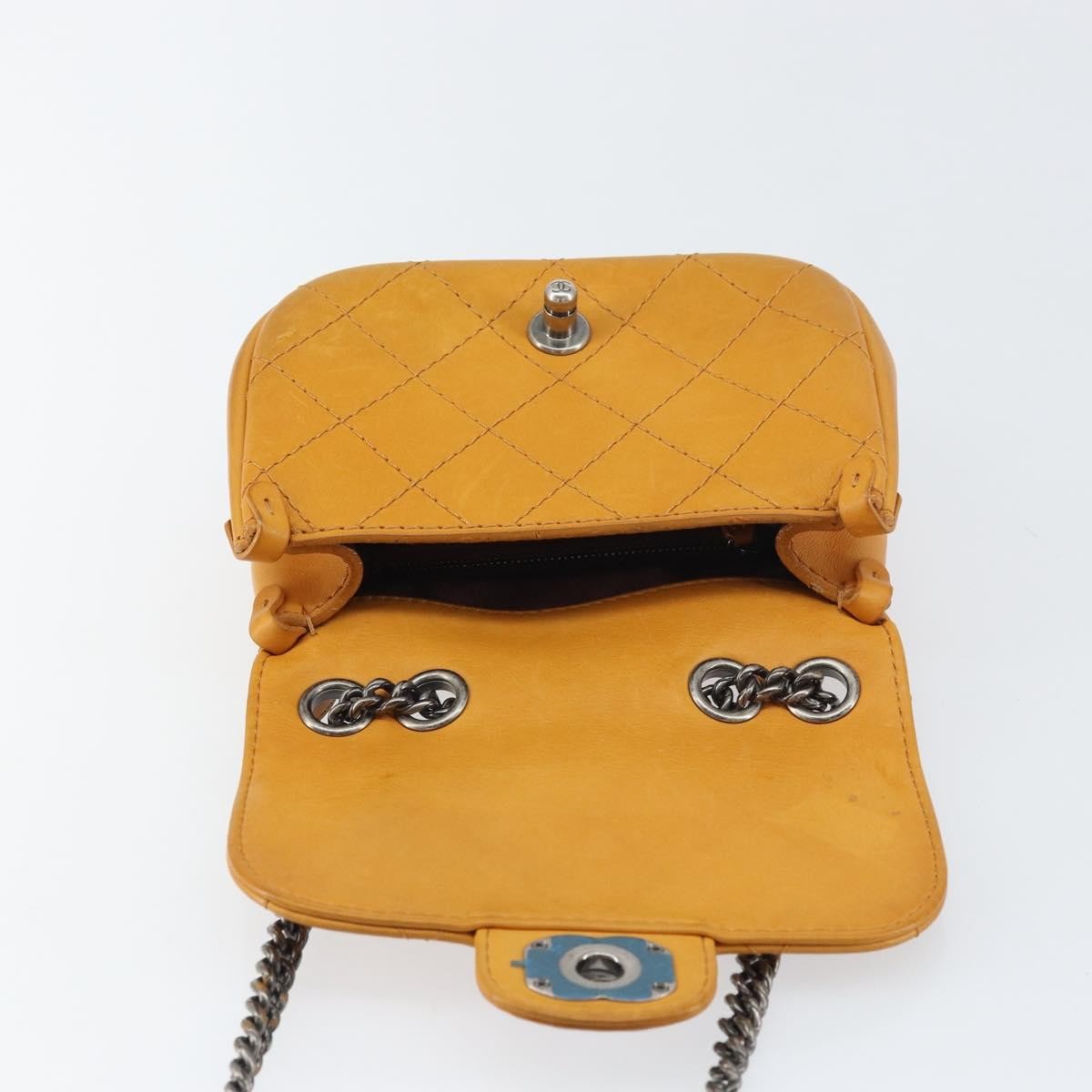 Chanel Chain Flap Bag Quilted Leather Orange Leather Shoulder Bag Bag