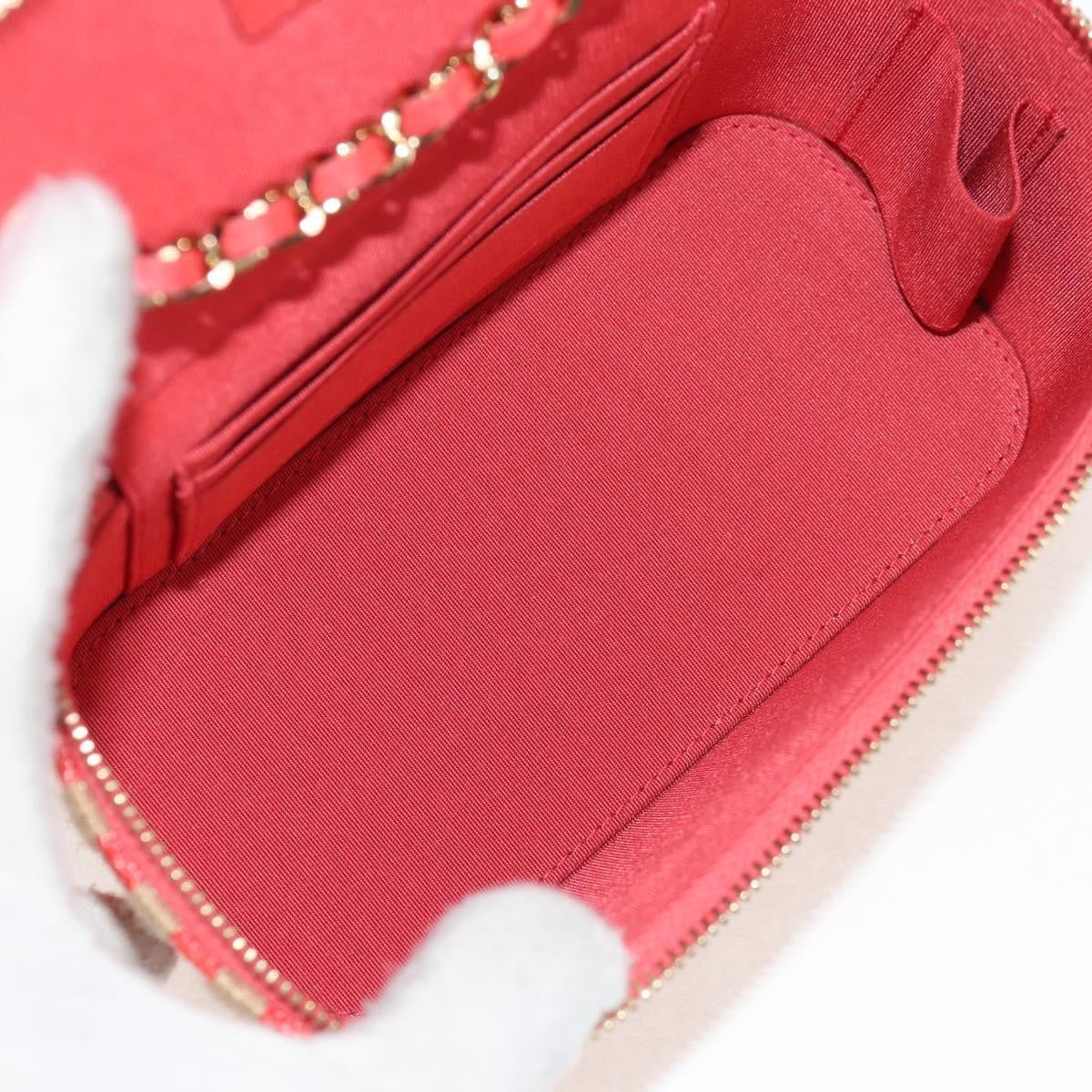 Chanel Classic Vanity Case With Chain Striped Raffia And Jute Beige Canvas Clutche & Pouche Bag