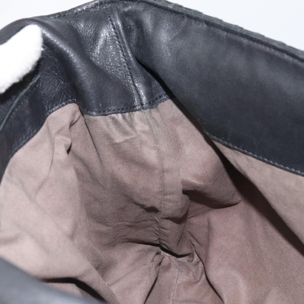 Bottega Veneta Square Flap Messenger Bag Intrecciato Nappa Black Leather Shoulder Bag Bag
