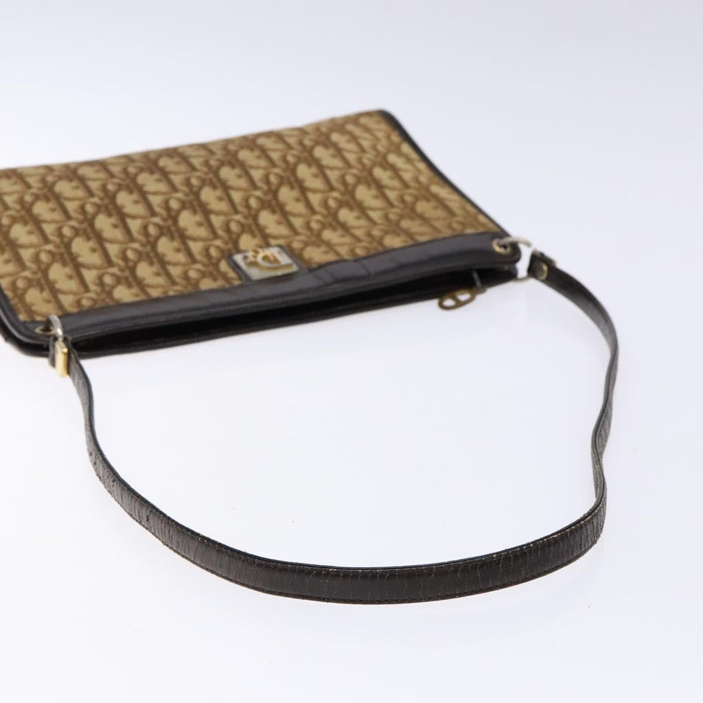 Christian Dior Vintage Trotter Shoulder Bag Canvas Brown Canvas Bag (Pre-Owned)