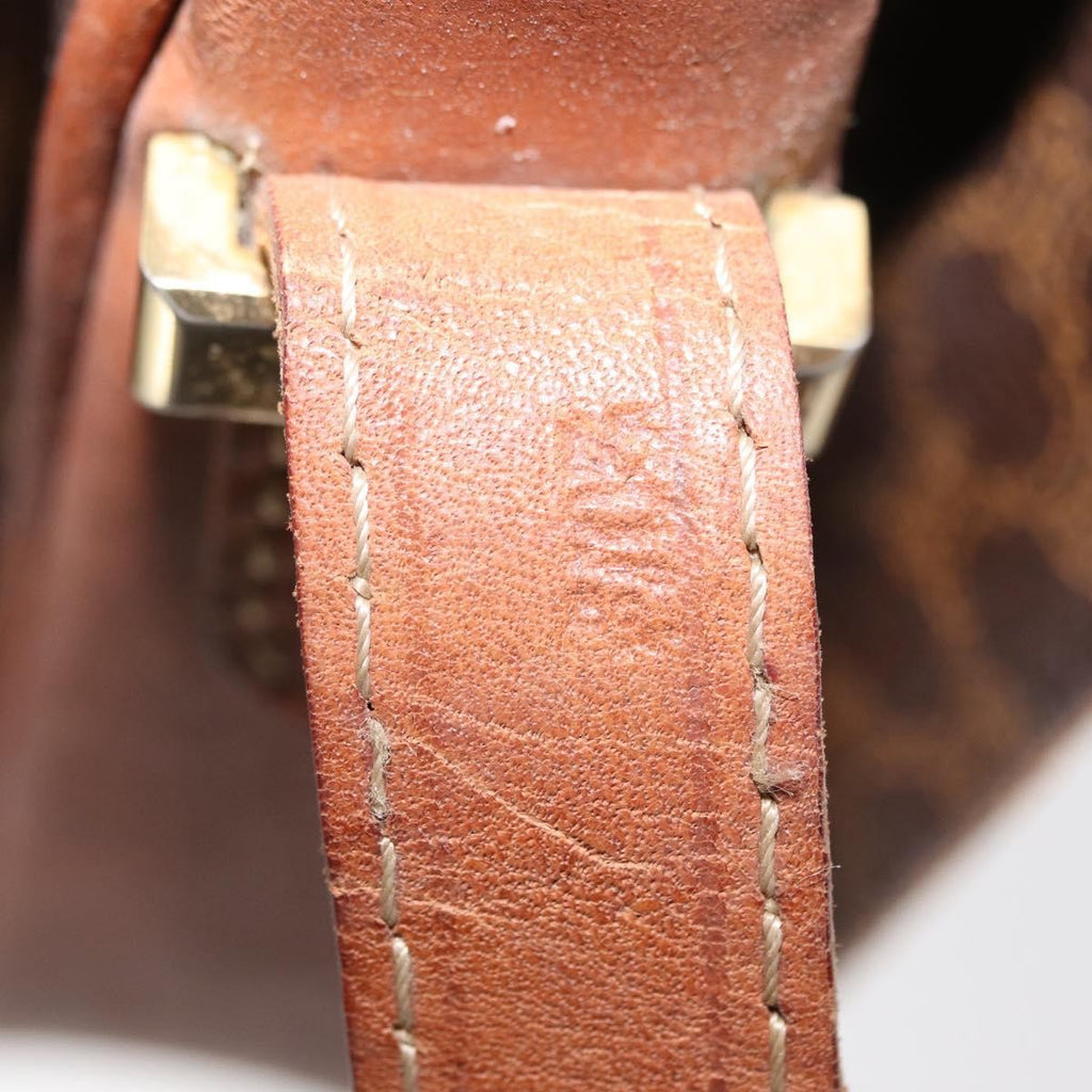 Celine Vintage Horse Carriage Macadam Shoulder Bag Canvas Brown Pvc Shoulder Bag Bag