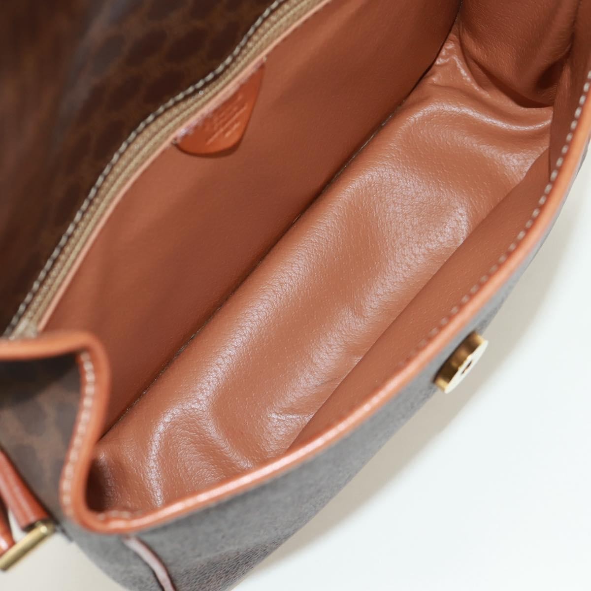 Celine Vintage Macadam Circle Logo Shoulder Bag Canvas And Leather Brown Canvas Shoulder Bag Bag