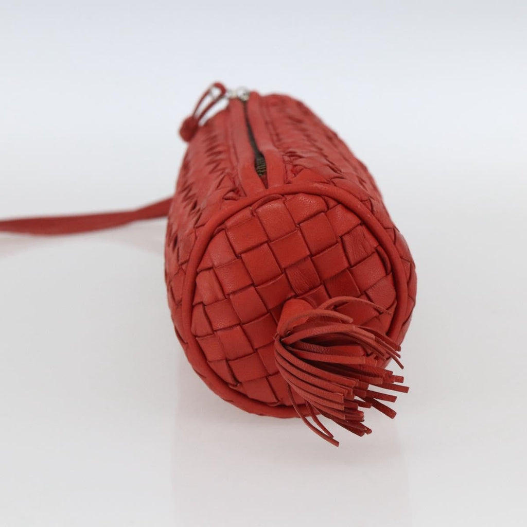 Bottega Veneta Intrecciato Clutch Bag Leather Red Leather Clutche & Pouche Bag