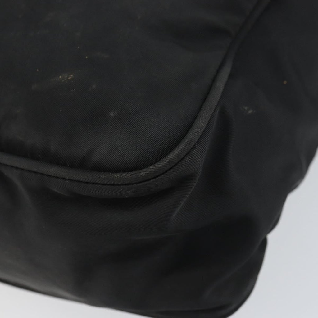 Prada Front Pocket Zip Messenger Bag Tessuto With Saffiano Leather Black Nylon Shoulder Bag Bag