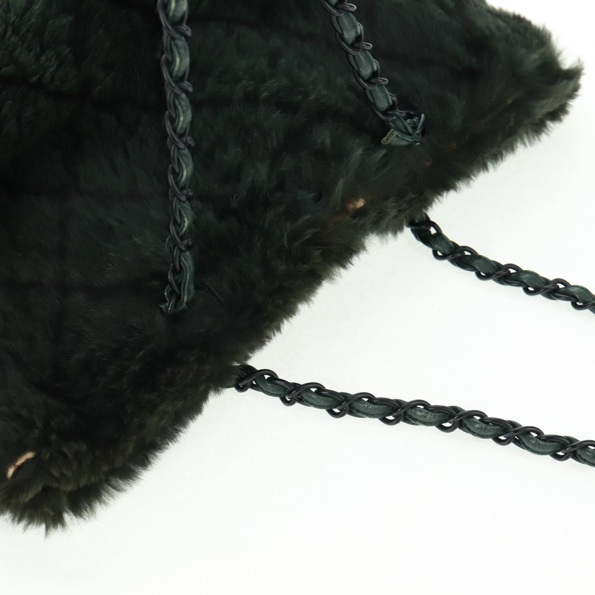 Chanel Chain Tote Lapin Fur Green Fur Tote Bag Bag
