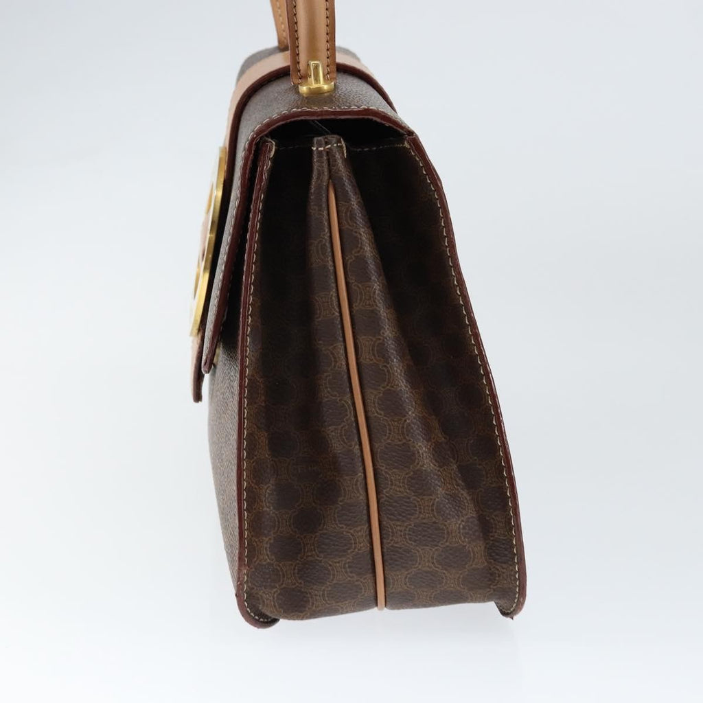 Celine Vintage Macadam Handbag Canvas Brown Pvc Handbag