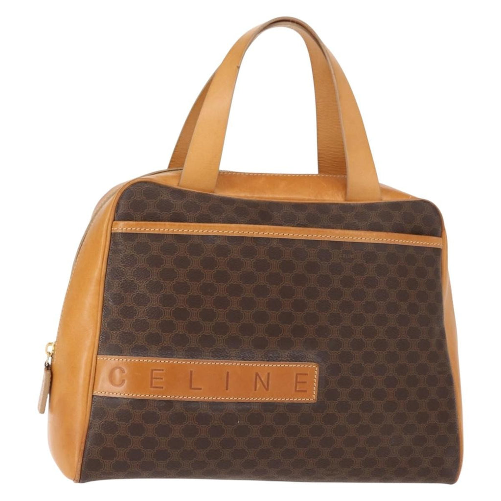 Celine Vintage Macadam Handbag Canvas And Leather Brown Canvas Handbag