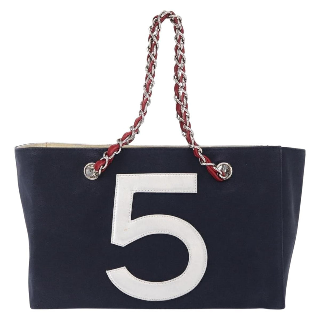 Chanel No.5 Tote Canvas And Leather Navy Canvas Tote Bag Bag