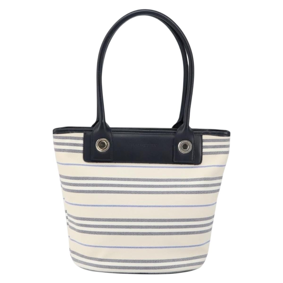 Burberry Blue Label Tote Bag Canvas White Canvas Tote Bag