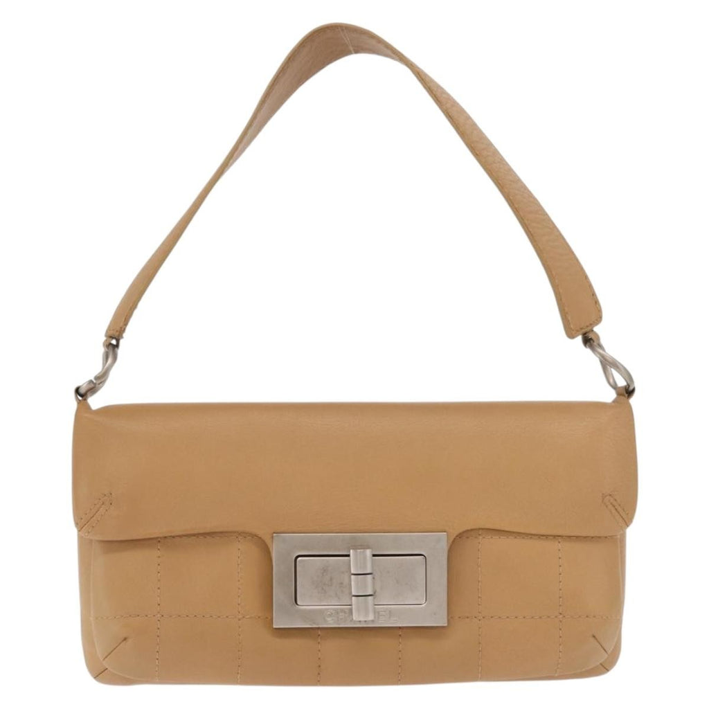 Chanel Giant Mademoiselle Lock Shoulder Bag Quilted Leather Beige Leather Shoulder Bag Bag