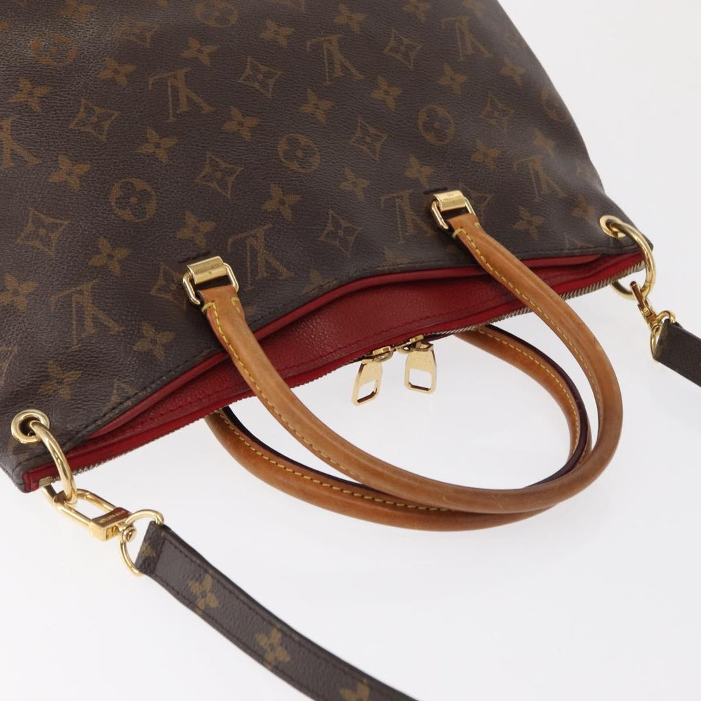 Louis Vuitton Pallas Tote Monogram Canvas With Leather Brown Canvas Tote Bag