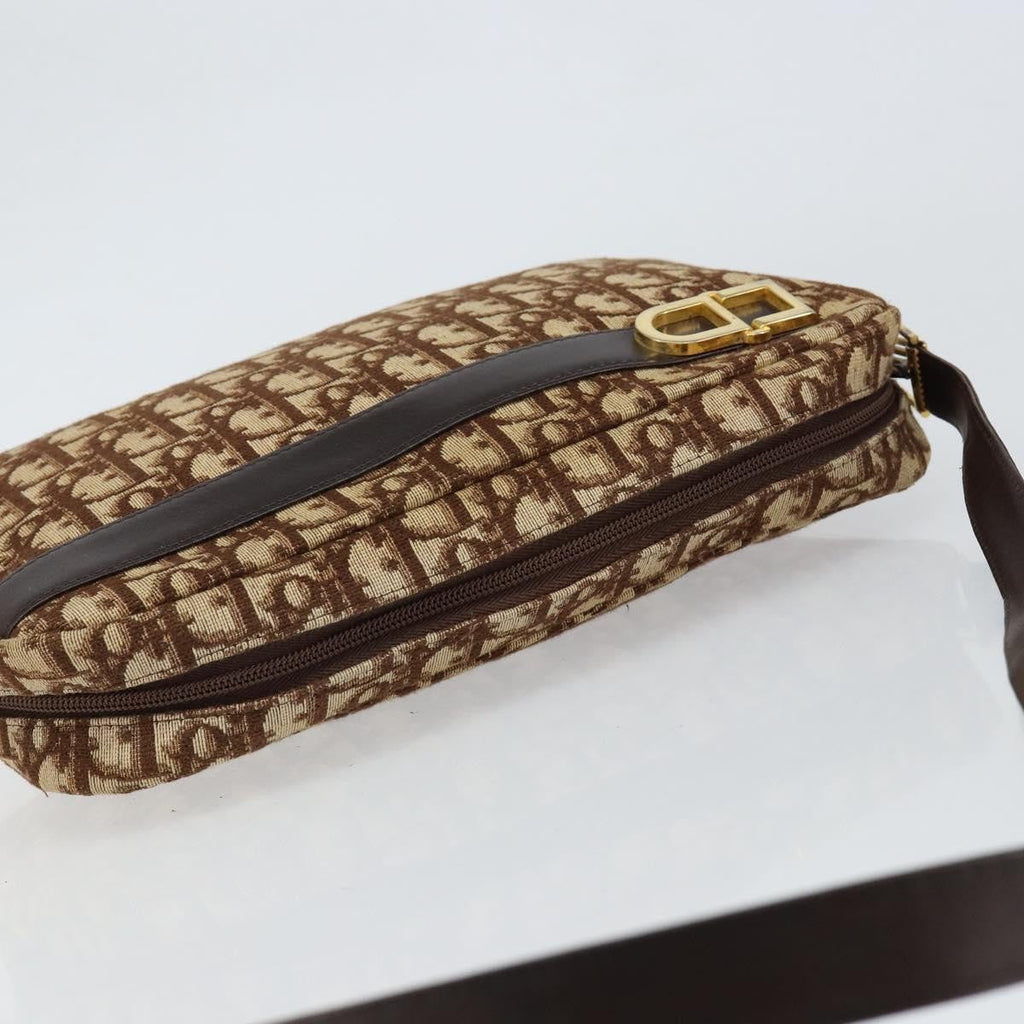 Christian Dior Vintage Trotter Crossbody Bag Diorissimo Coated Canvas Brown Canvas Shoulder Bag Bag (Pre-Owned)