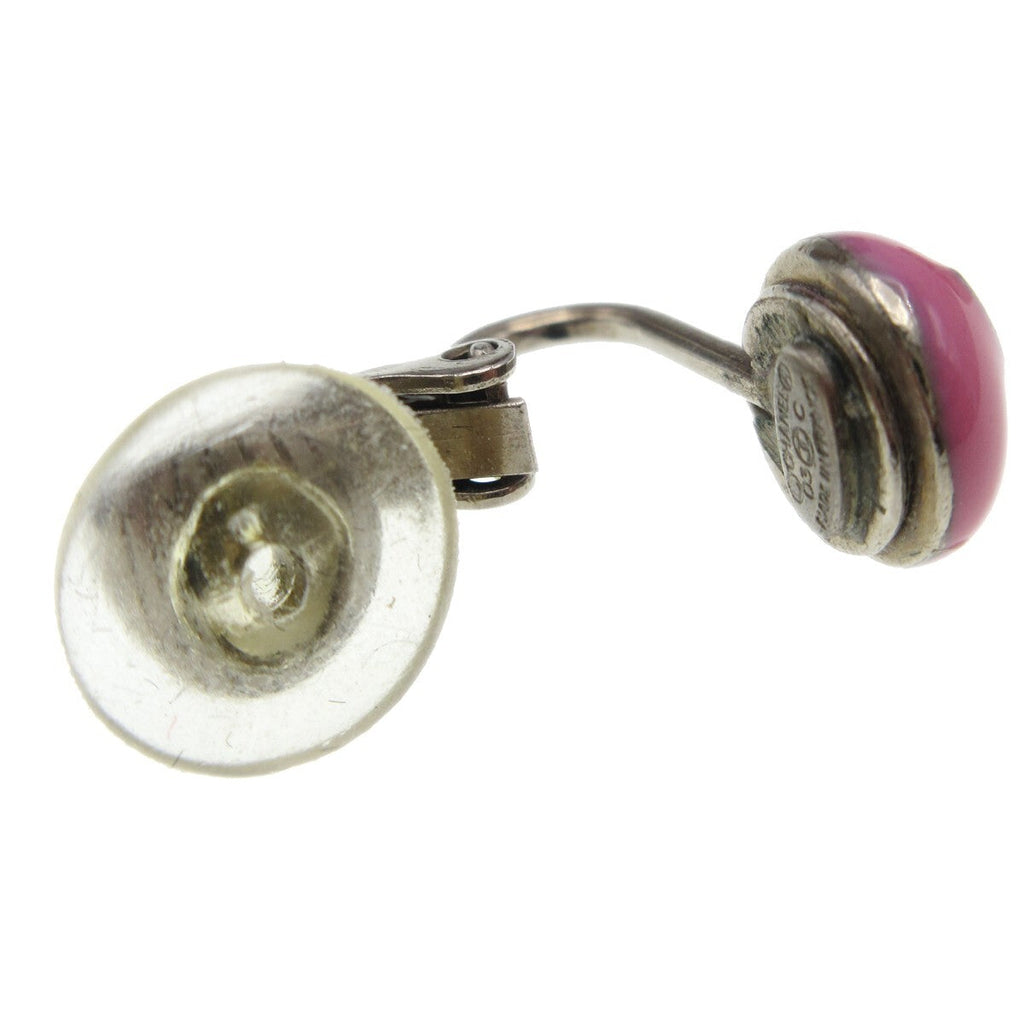Chanel Cc Round Clip-On Earrings Enamel With Metal Pink Plastic Earrings Jewelry